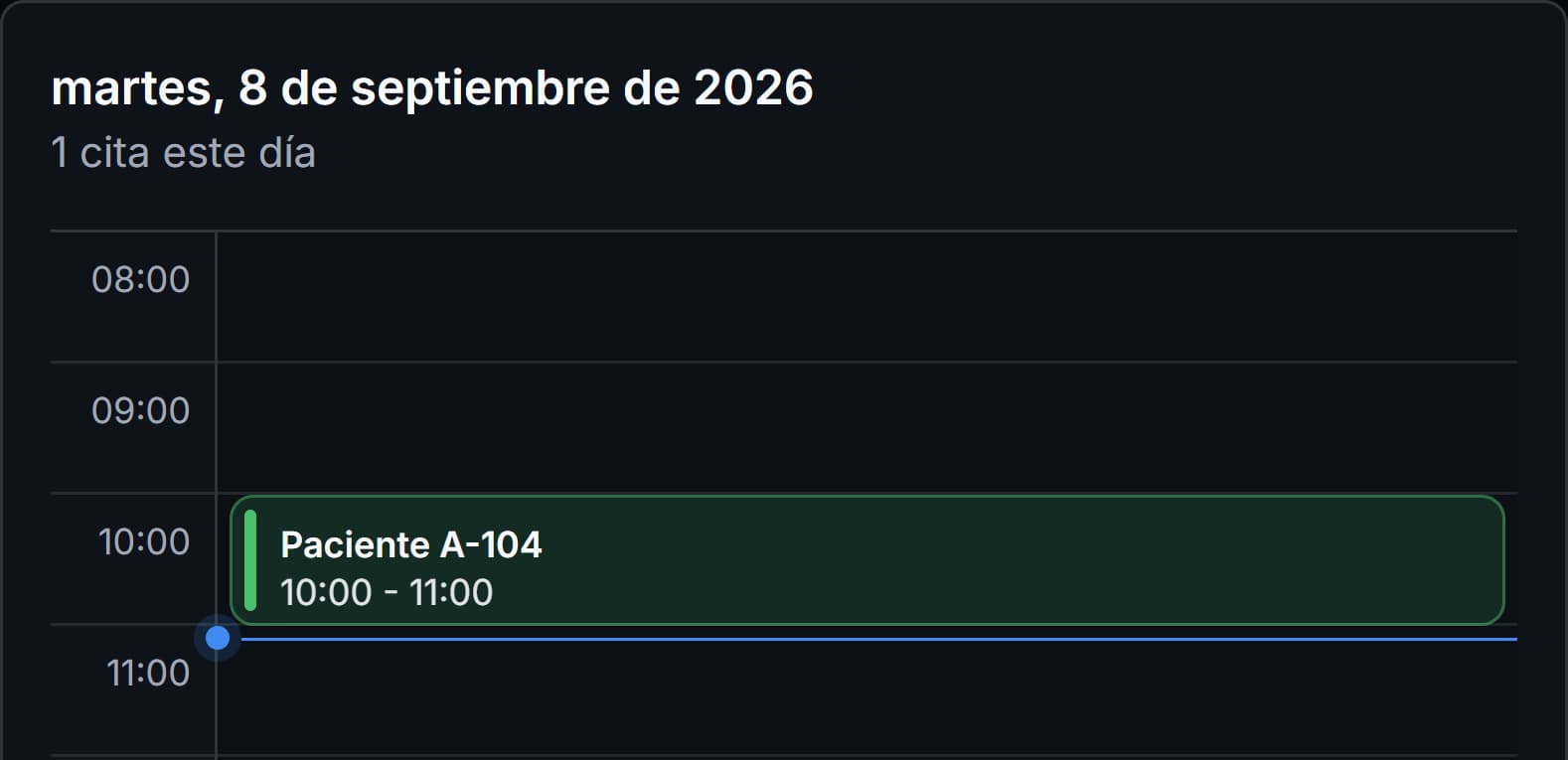 Agenda de Endora con una cita de demostración y su horario.
